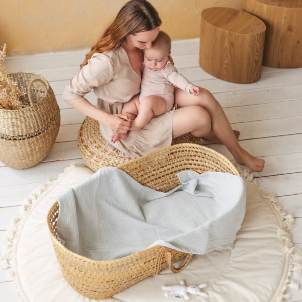 Pilkas viengubas muslino vystyklas Pilkas viengubas muslino vystyklas