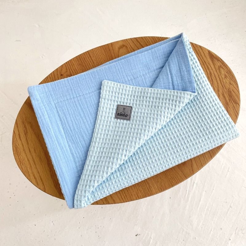 žydras muslino ir vaflinuko užklotukas žydras muslino ir vaflinuko užklotukas