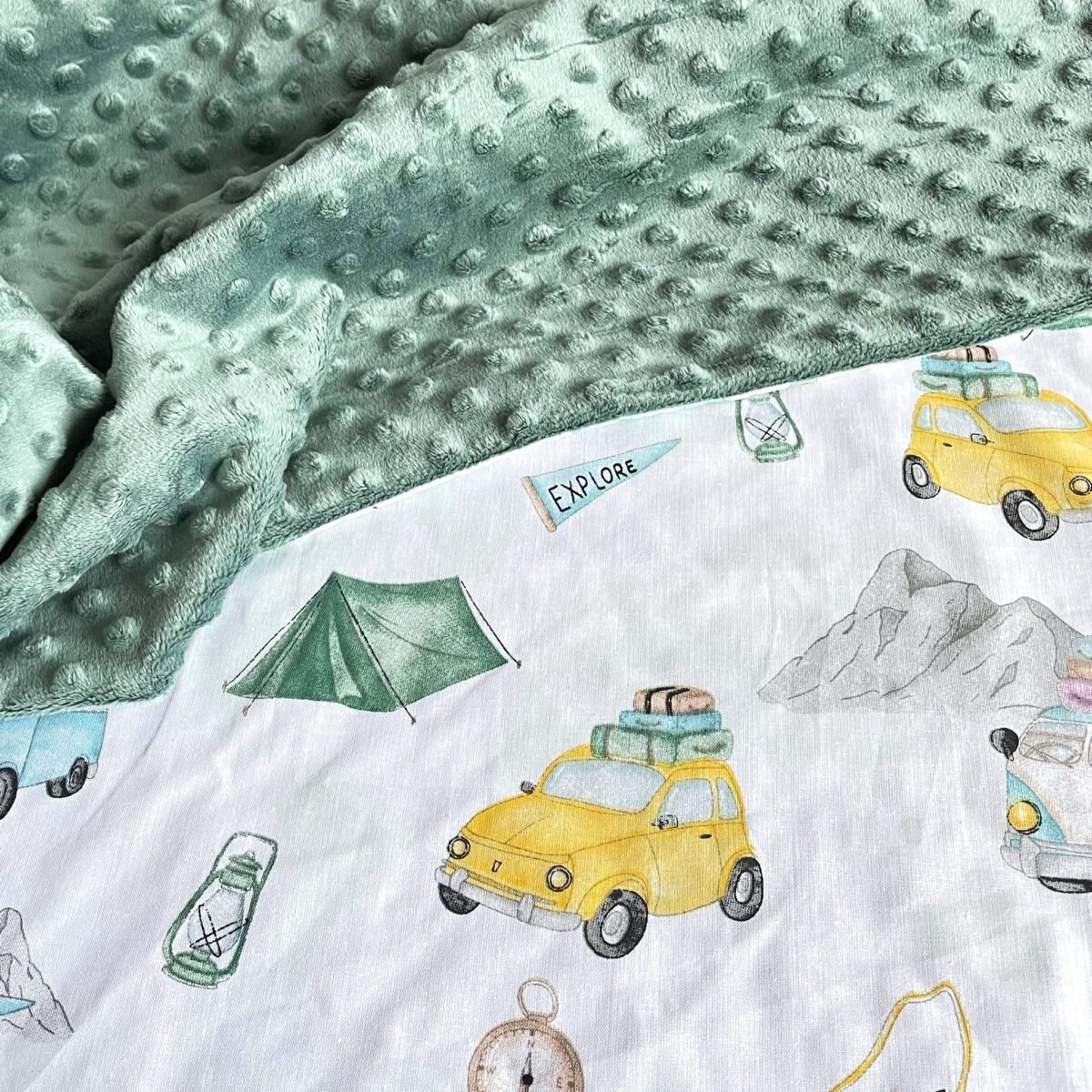 zalsvas mink pledukas zalsvas minky pledukas keliautojams