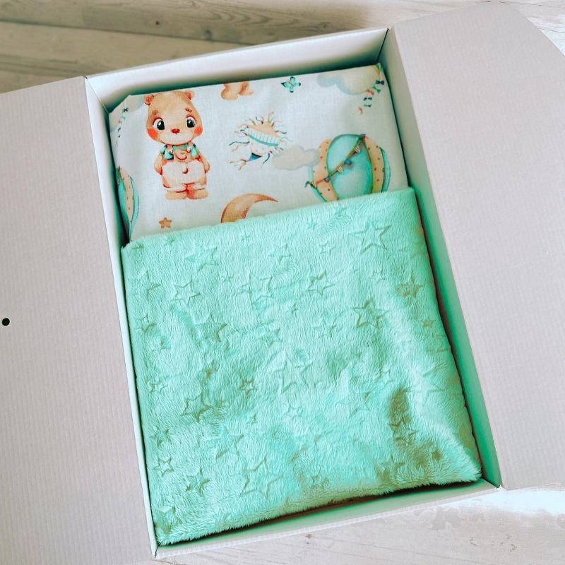 mėtinis pledukas su medvilne