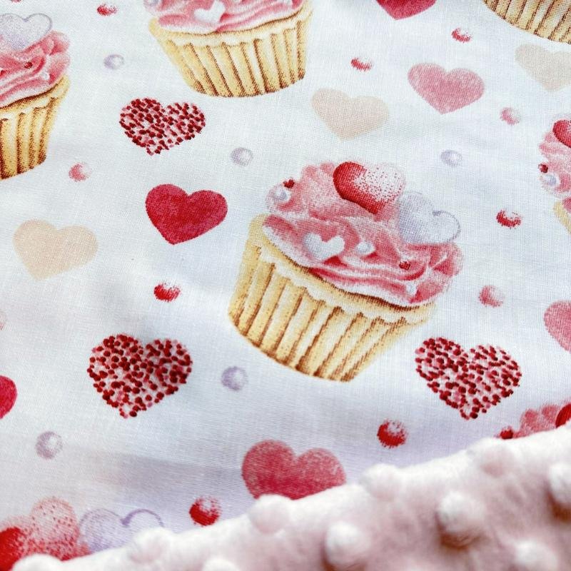 rožinis minky pledukas su keksiukais minky pledukas su keksiukais