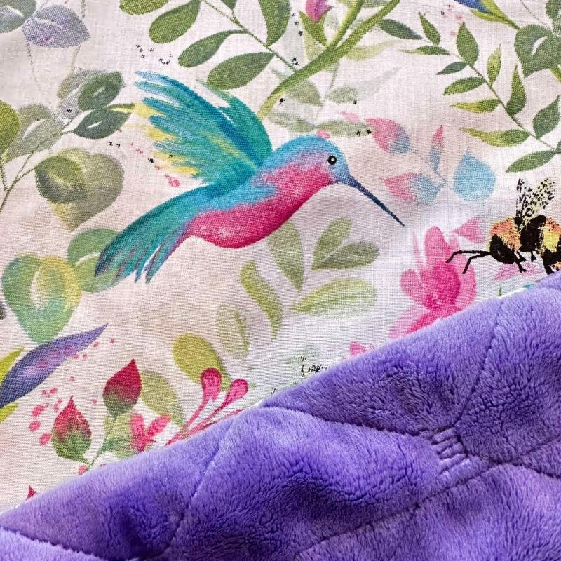 šiltas pledukas su kolibriais violtinis šiltas pledukas su kolibriais violtinis