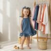 muslino suknele ant petneseliu denim blue