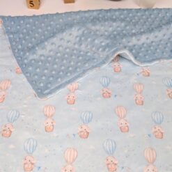 žydras dvigubo minky pledukas su drambliuku