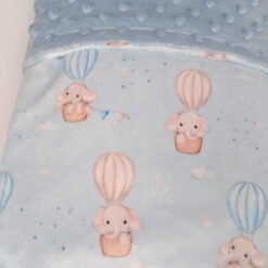 žydras dvigubo minky pledukas su drambliuku