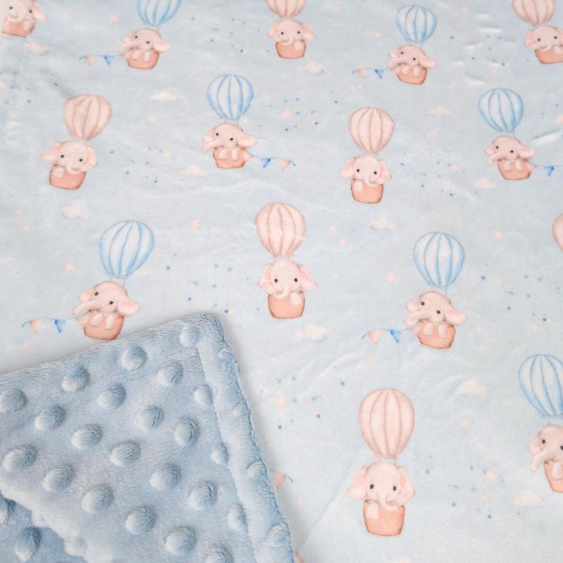 žydras dvigubo minky pledukas su drambliuku žydras dvigubo minky pledukas su drambliuku